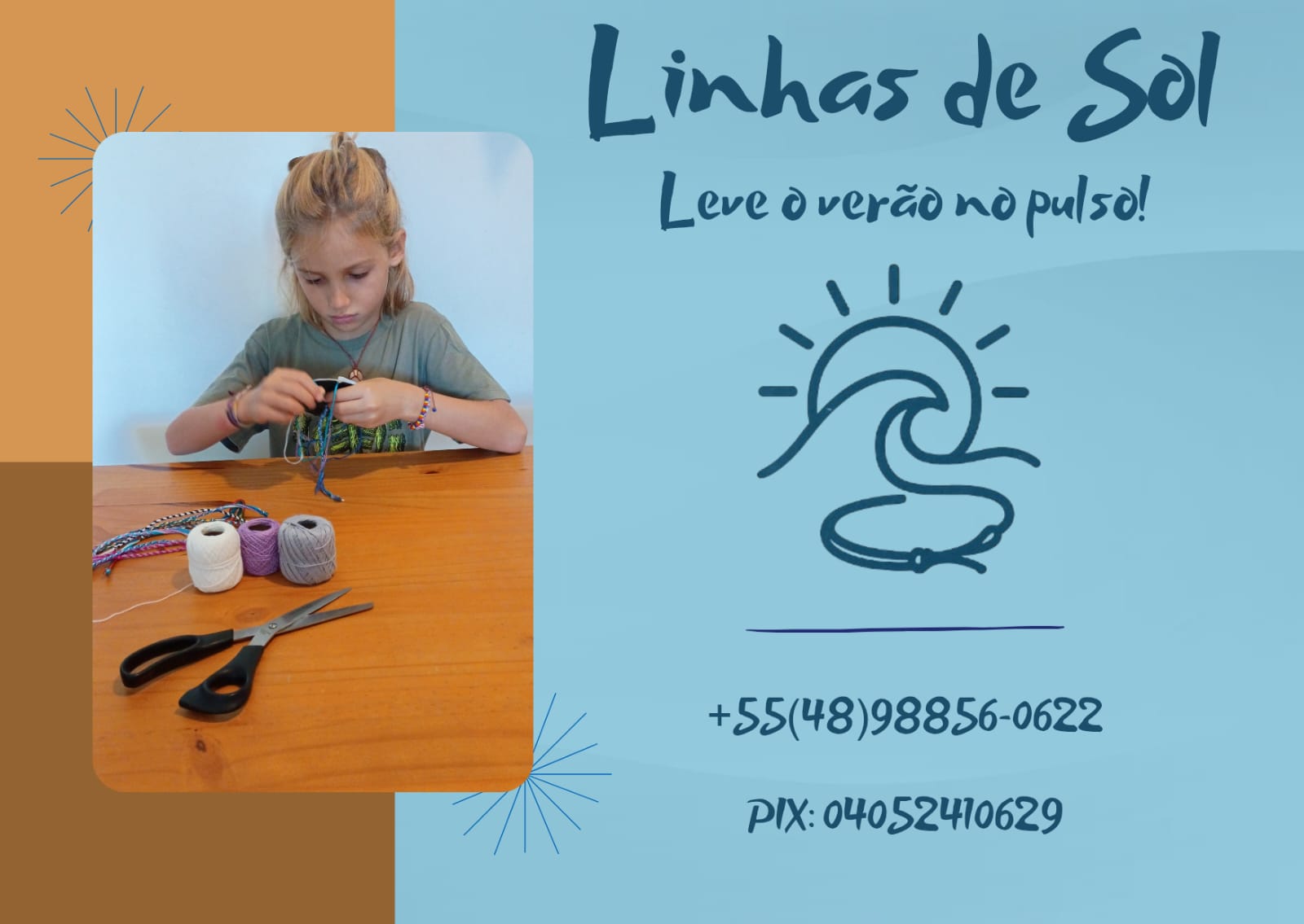 Cadu trançando as primeiras pulseiras em 2025